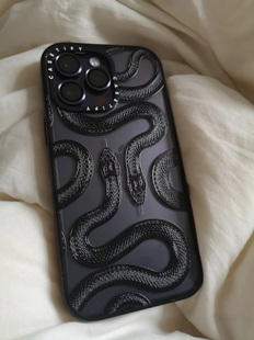 联名casetfy蛇适用iPhone15promax手机壳苹果14壳配暗紫色保护套13透明12Pro磁吸magsafe11硬壳小众同款plus