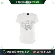 香港直邮E.ARMANI阿玛尼 /女士设计风徽标莫代尔混棉短袖T恤3GTT0