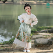 2024春女童汉服儿童明制改良马面裙两件套中国风古装一件代发