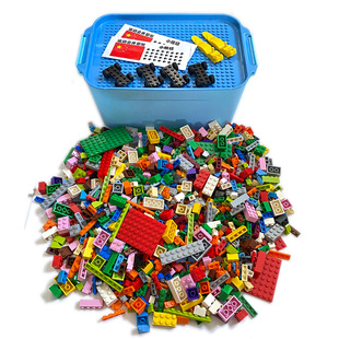 小颗粒积木散件散装称斤儿童益智拼装玩具收纳桶装带盖兼容乐高