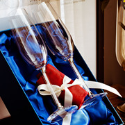 水晶钻石香槟杯红酒高脚杯，结婚送礼对杯气泡酒杯子玻璃2个家用装
