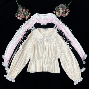 秋日芙蓉lolita洋装纯棉，长袖内搭娃娃，领甜美洛丽塔衬衫加绒