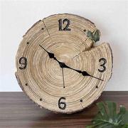 10英寸创意时尚树脂挂钟家用客厅静音时钟圆形仿木头现代石英钟表