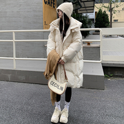米白色羽绒服女2023冬季宽松中长款气质加厚保暖90白鸭绒(白鸭绒)外套