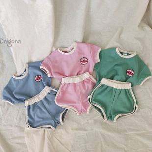 韩国婴儿夏装男女宝宝可爱卡通面包超人休闲短袖卫衣儿童短裤套装