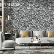 北欧风格艺术素描波浪灰色海浪壁纸卧室客厅沙发电视机背景墙墙纸