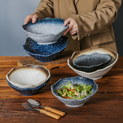 日式沙拉碗陶瓷大碗斜口碗水果，碗高颜值复古餐具，家用高级感汤面碗
