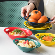 双耳陶瓷碗家用餐具微波炉烤箱专用碗双耳碗，水果碗沙拉碗甜品碗