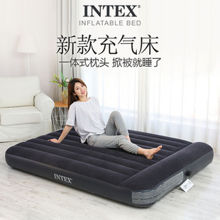intex折叠充气床双人户外露营床垫，加大气垫床加厚家用单人吹气床