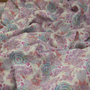 瓦娜家高端品质玫瑰花瓣纤维布料自带花香粉浅紫花朵点裙袍衫面料
