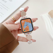 适用苹果手表S8树脂表带iWatch7se创意心形糖果色可爱3/4/5/6女款