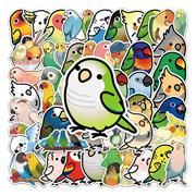 50张鹦鹉涂鸦跨境卡通，可爱动物儿童奖励diy滑板行李箱贴纸防水