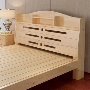 实木松木床1.5米双人床，1.8m现代简约带书架，床简易租房储物床床架