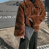2023秋冬韩版女夹克ins上衣，外套仿兔毛，皮草短款方领加厚长袖