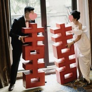 立体喜喜字订婚结婚宴板婚庆布置小红书网红款结婚拍照背景墙