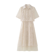 艾格es新中式改良旗袍国风短袖，连衣裙两件套女夏季汉服设计感裙子