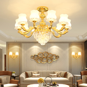 欧式灯具客厅三色智能，变光餐厅吊灯合金黄金色水晶卧室别墅灯