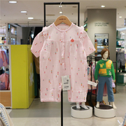 organic有机棉韩国童装，2024年夏季女宝纯棉波点连体衣短爬