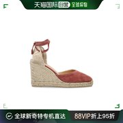 香港直邮castaÑer女士，carina坡跟帆布面凉鞋021740