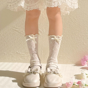 女童袜子夏季薄款蕾丝花边，公主袜洛丽塔，宝宝长筒袜夏天儿童中筒袜