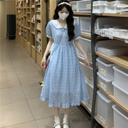 娃娃领连衣裙少女生夏装2024初，中高中学生法式甜美收腰长裙子