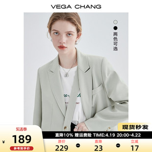 vegachang小西装女2024年春秋法式小众宽松显瘦女士西服外套