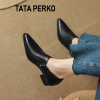 tataperko联名复古英伦风小皮鞋女裸靴，尖头单鞋中跟高跟鞋女粗跟