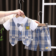 男童夏季套装宝宝夏款1一2-3-4岁小男孩帅气短袖两件套潮婴儿童装