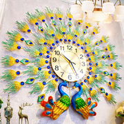 孔雀轻奢钟表挂钟客厅欧式创意家用个性简约时尚时钟大气挂墙挂表