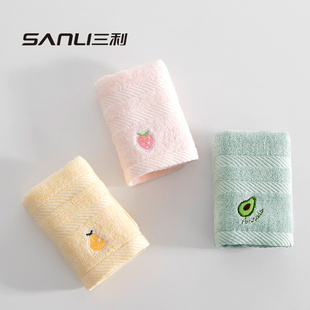 3条三利品牌毛巾竹纤维童巾儿童，洗脸巾可爱少女，长方形小毛巾柔软