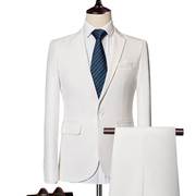 男士秋季休闲西服套装韩版修身帅气薄款商务，加大码西装两件套潮流