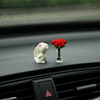 迷你玻璃瓶玫瑰花闻香兔小摆件汽车内饰车载创意，可爱精致装饰品