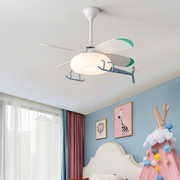 儿童房灯卡通卧室风扇，灯创意个性飞机灯，简约现代男孩女孩电扇吊灯