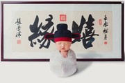 新生儿摄影中国风古装毛线帽子影楼宝宝满月拍照造型县官帽裹布