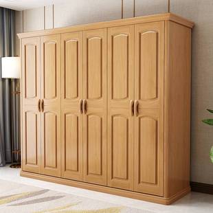 高档实木衣柜新中式三四五六门现代简约经济型衣橱卧室储物家具大