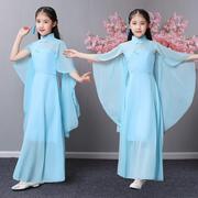 2024新古装汉服儿童古典演出服中国风飘逸女童古筝表演服