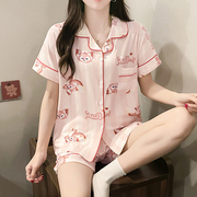 睡衣女夏季纯棉短袖2022年韩版ins风甜美可爱薄款家居服套装