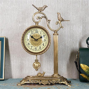 纯铜座钟台式桌面客厅摆件时钟钟表工艺摆钟台钟美式欧式黄铜