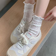 3双装白色蕾丝堆堆袜子女春夏，中筒袜外穿夏季薄款jk花边长袜