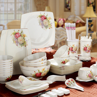 景德镇骨瓷餐具陶瓷盘子碗，套装饭碗组合欧式家用单碗吃汤面米饭碗
