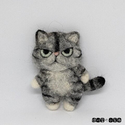 日本 匠人手工 羊毛猫咪 胸针 灰色虎纹猫 可爱包包毛衣别针