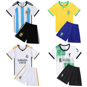 阿根廷巴西儿童足球服套装，男女小学生长袖，足球训练服梅西球衣定制