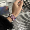 oukechun紫色豹纹爱心拼接猫爪，手链女小众设计秋冬季毛绒手镯手饰