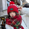 圣诞氛围感大红色毛线帽子女冬季毛球设计针织毛绒加厚护耳包头帽