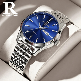瑞之缘瑞士男士手表，机械表简约商务男款，防水超薄石英钢带腕表