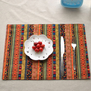 波西米亚棉麻双层布艺餐垫东南亚民族风民宿杯垫碗垫隔热垫餐巾布