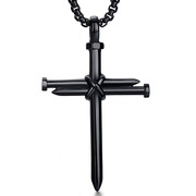 欧美钛钢铸造钢钉子十字架士，吊坠朋克风个性士项链饰品