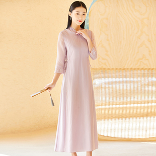 新中式连衣裙国风民族高端女装，改良旗袍茶服复古禅意中长款夏装女