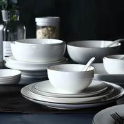 现代简约黑线条家用碗碟，鱼盘套装陶瓷，餐具套装盘子碗吃饭碗套碗