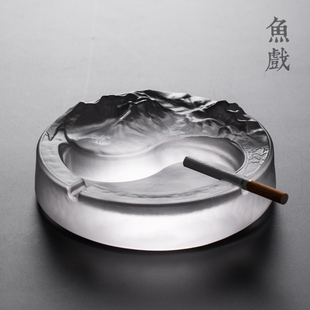 日式水晶玻璃时尚个性烟灰缸酒吧，会所创意灰皿客厅家用潮流烟缸